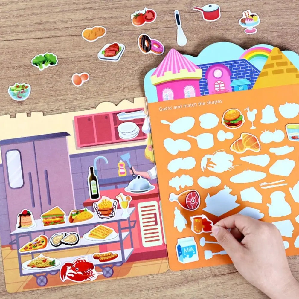 Reusable Jelly Sticker Quiet Book – Animal & Vehicle Puzzle