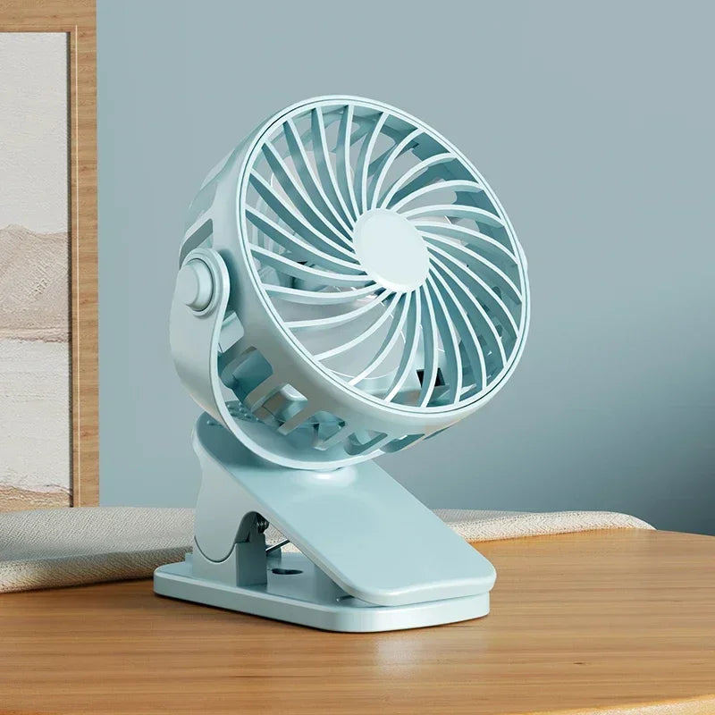 Portable Rechargeable Clip Fan – 720° Rotatable USB Fan