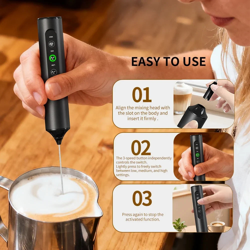CLITON Electric Milk Frother Portable Mini Egg Beater Whisk
