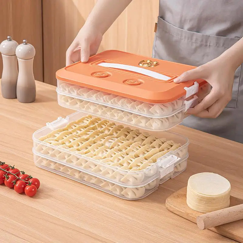 Stackable Dumpling Storage Containers with Airtight Lids 1-4 Layers