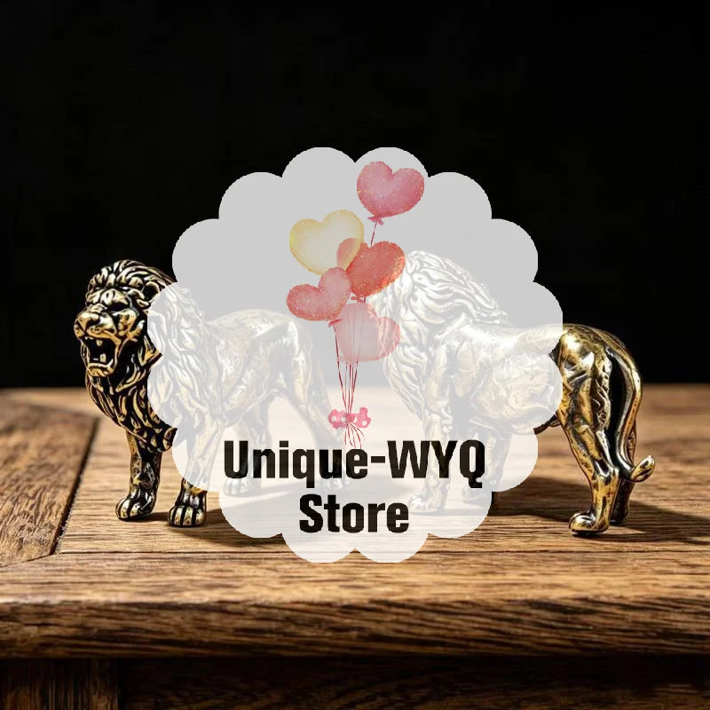 Brass Lion Figurine Antique Finish – Home & Office Desk Decor