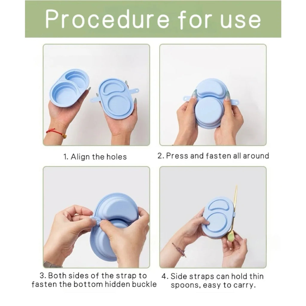 Silicone Dual Compartment Snack Box – Reusable Leakproof Lunch Container