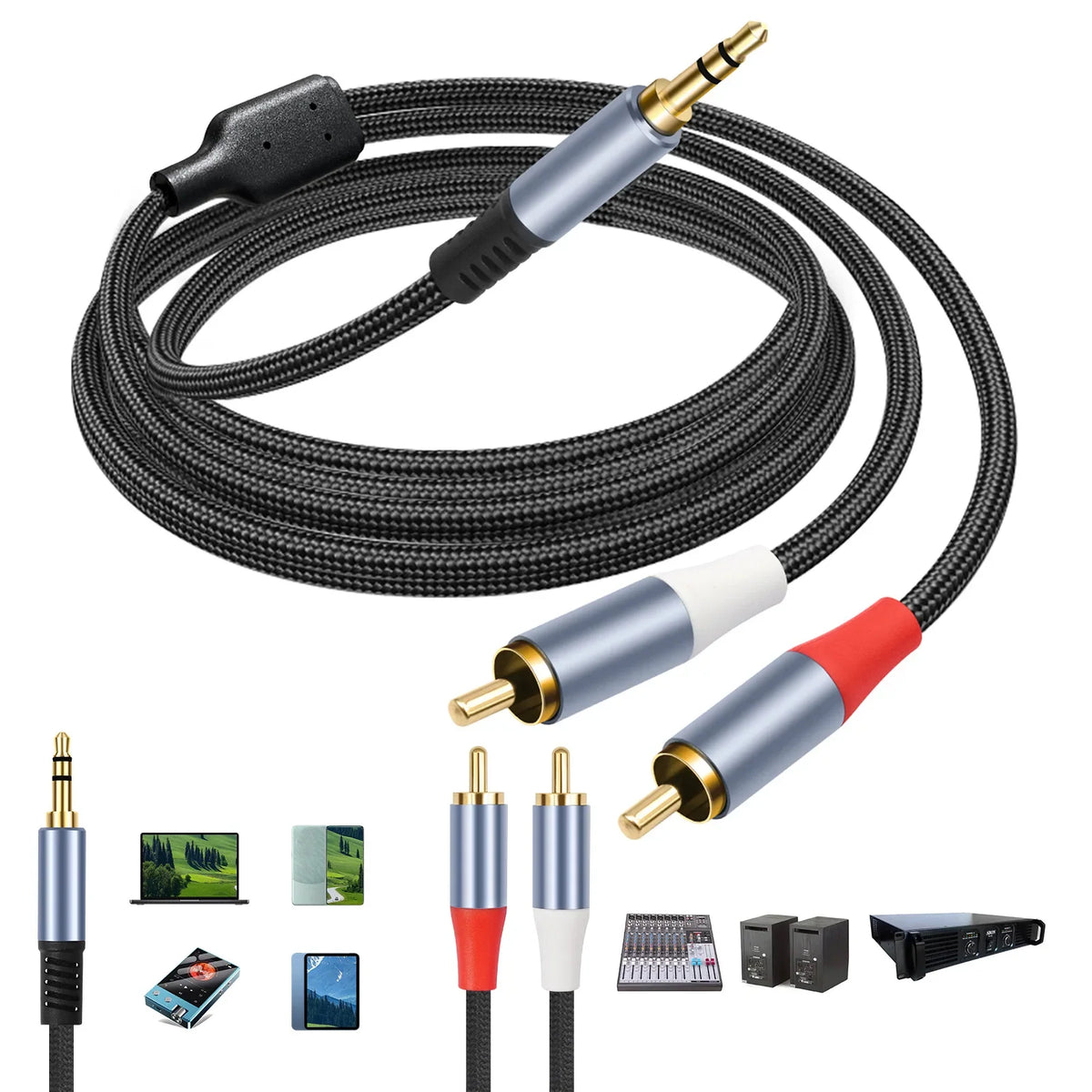 3.5mm to 2-RCA Audio Splitter Cable | AUX to RCA Stereo