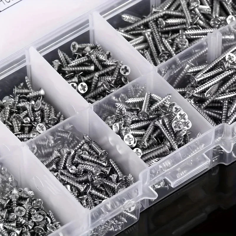 400pcs Self-Tapping Wood Screws Assortment Kit – Carbon Steel