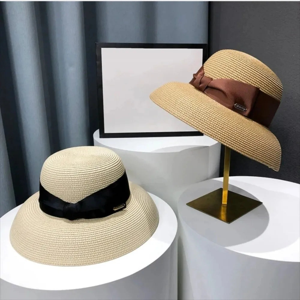 Women's Wide Brim Straw Sun Hat – UV Protection Beach Hat