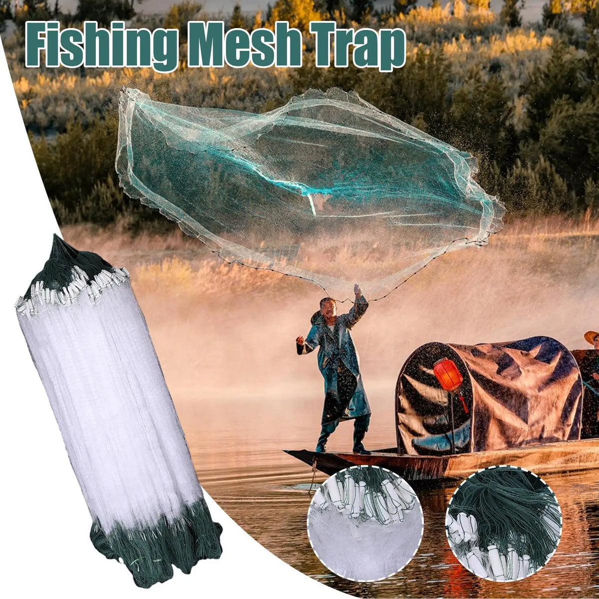Portable Mesh Fishing Net Trap – Fresh & Saltwater | All Levels