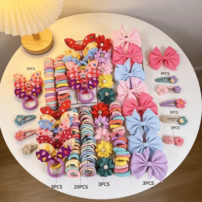 73PCS Girls Hair Accessories Set – Clips, Ties & Barrettes