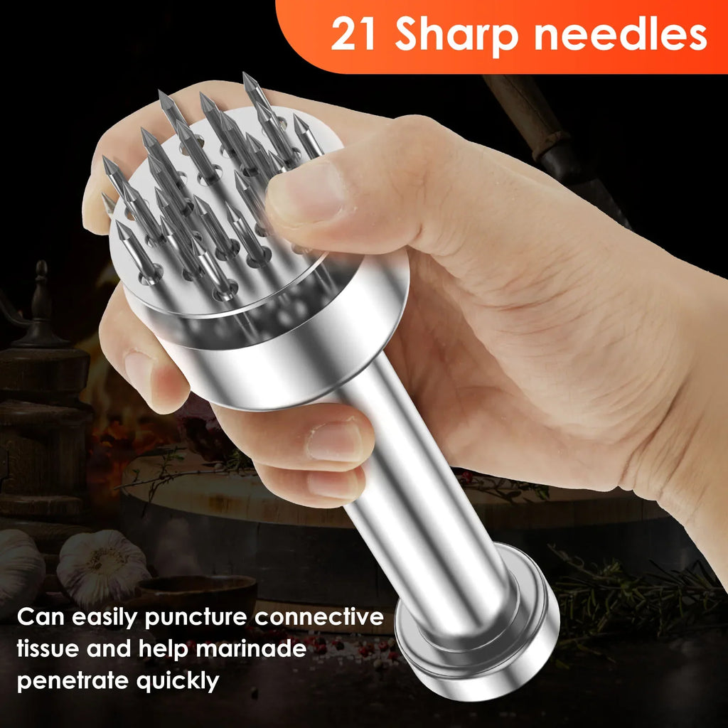 Nixie 21-Needle Handheld Meat Tenderizer – Stainless Steel