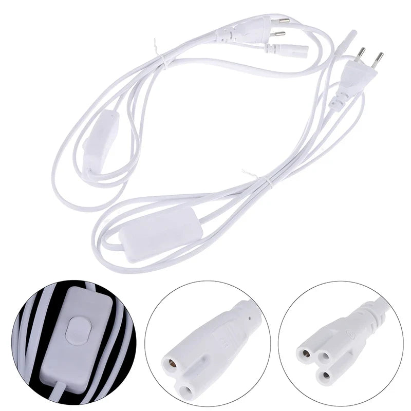 1.8m EU Plug Power Cord with Switch for T5 T8 LED Tubes