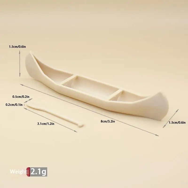 Miniature Canoe Boat Model Figurine Desktop Dollhouse Ornament