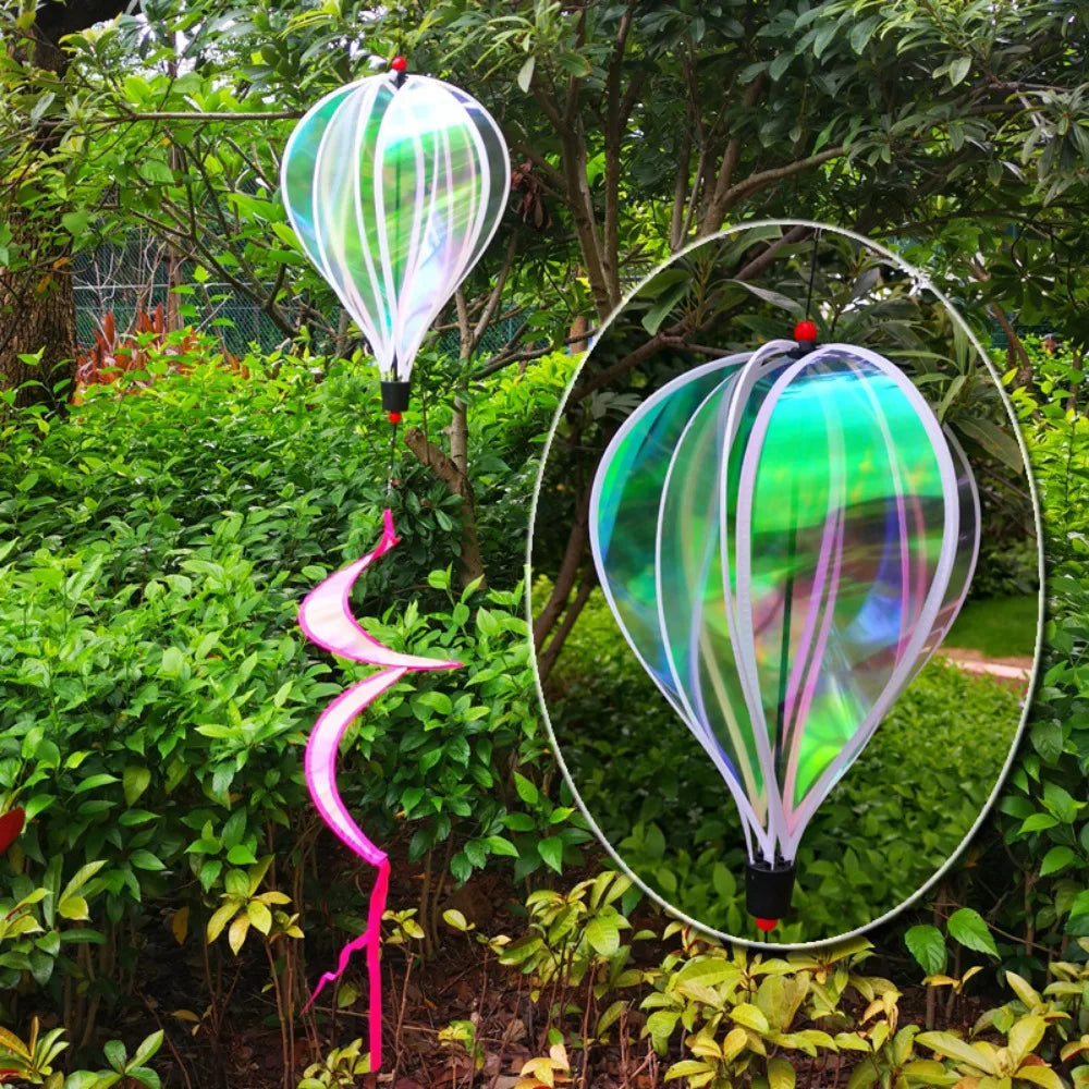 Rainbow Hot Air Balloon Wind Spinner 40cm – Kinetic Garden Decor
