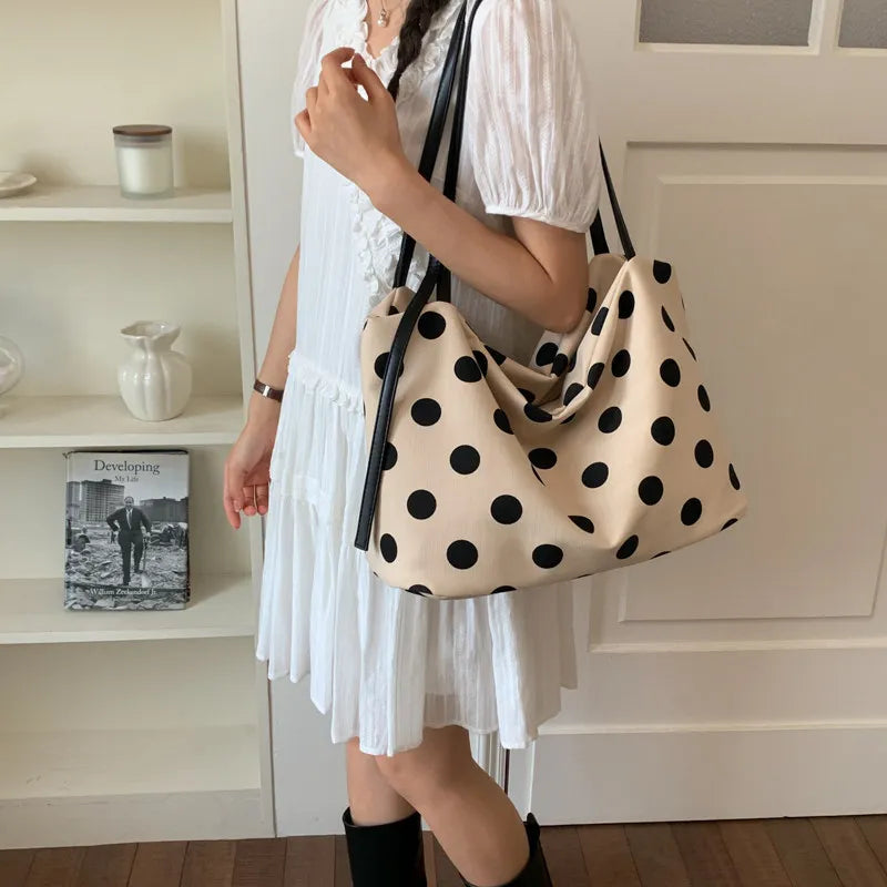 Vintage Polka Dot Cotton-Linen Shoulder Bag – Nixie