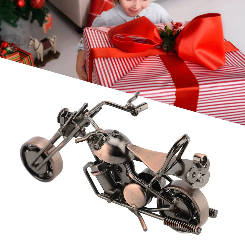 Handcrafted Iron Motorcycle Model – Movable Wheels & Handlebar