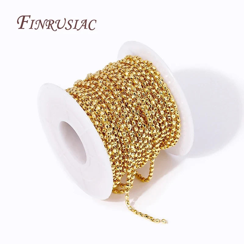 18K Gold Plated Brass 2MM Ball Chain – DIY Jewelry Making