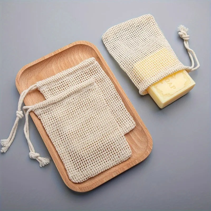Natural Cotton Mesh Soap Saver Bag – Eco-Friendly Lather Pouch