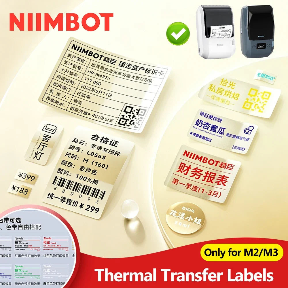 Niimbot M2/M3 Thermal Transfer Labels – White, Clear & Silver