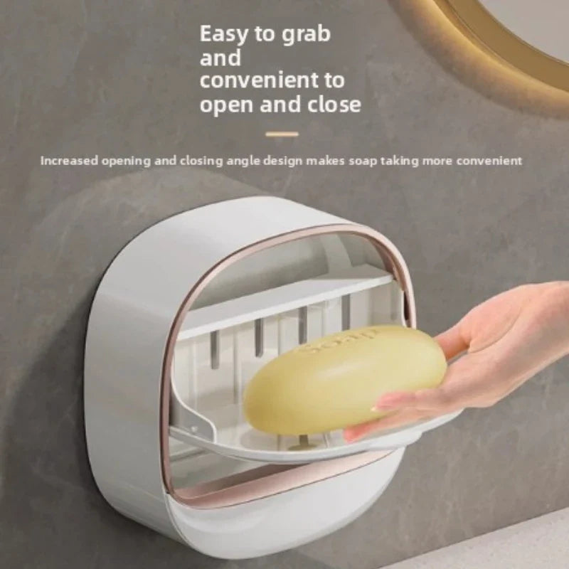 Wall Mounted Soap Dish with Lid & Drainage | Bathroom Soap Holder