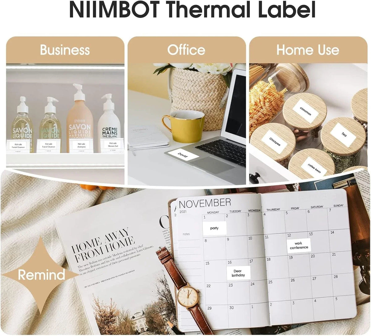 NiiMbot Thermal Label Rolls – Round White Waterproof Stickers