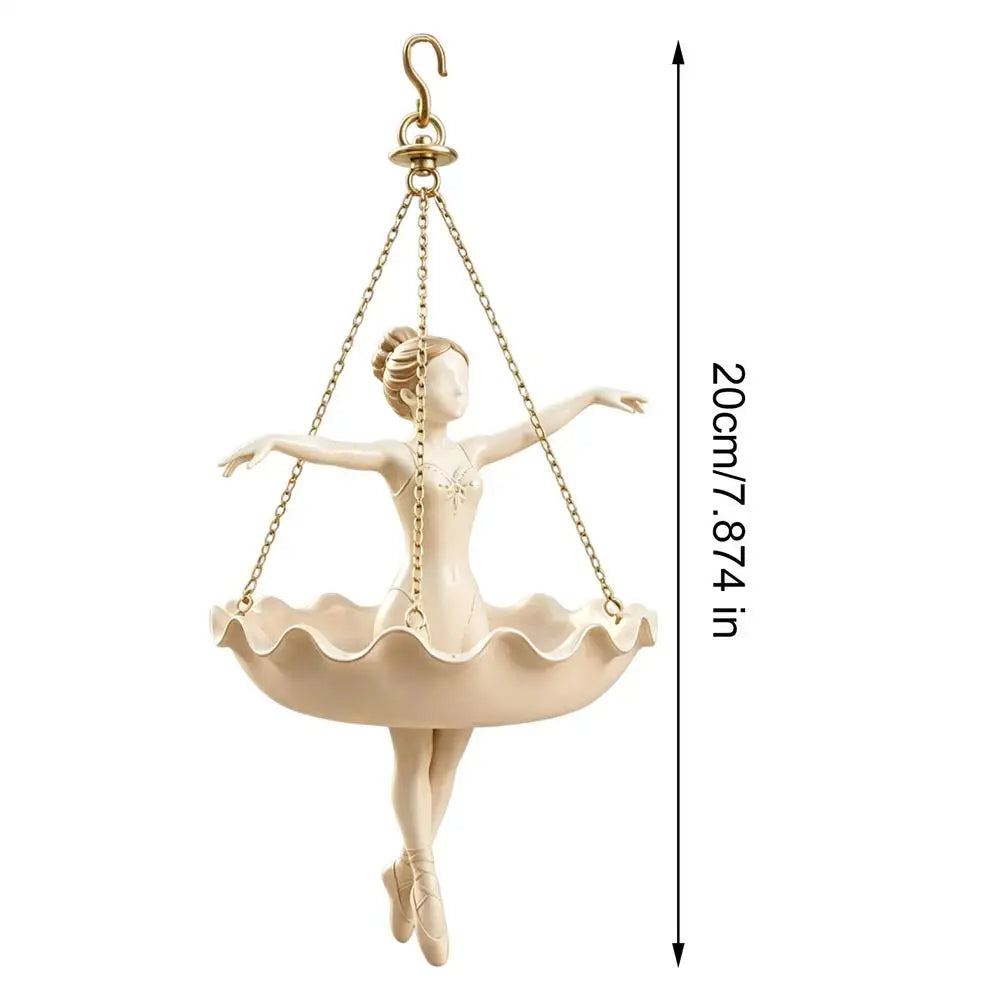 Resin Ballerina Hanging Planter | Ballet Dancer Swing Flower Pot