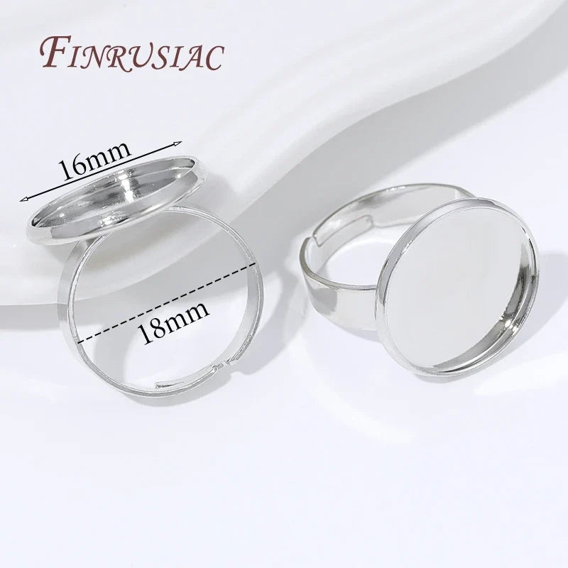 14K Gold Plated Adjustable Ring Settings Blank Bezel DIY Jewelry