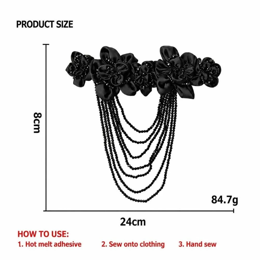 Hand Sewn Beaded Flower Applique Satin DIY Garment Decal