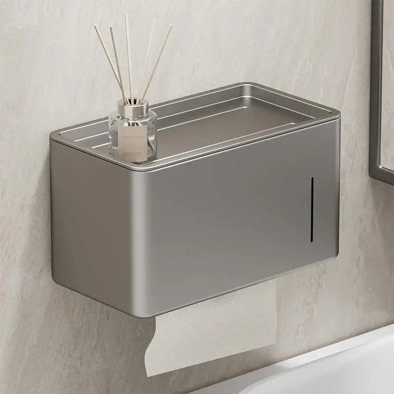Wall-Mounted Toilet Paper Holder No-Drill Bathroom Dispenser
