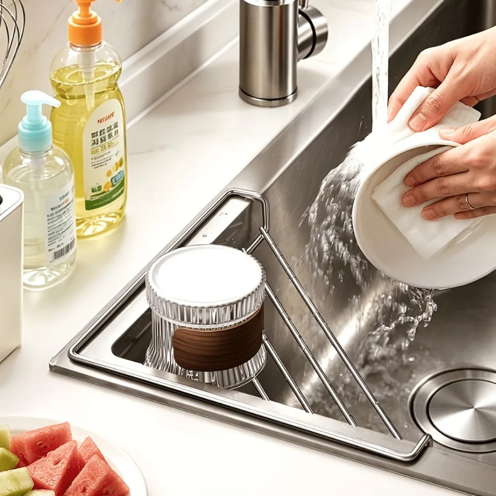 Stainless Steel Triangle Corner Sink Caddy – No Drill
