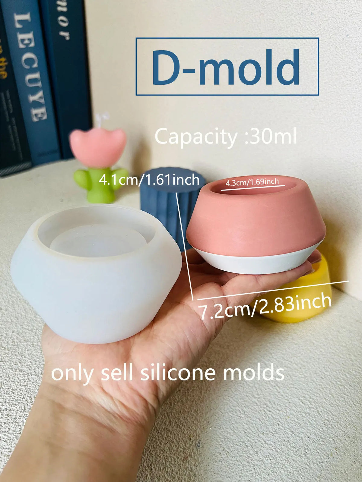 Silicone Round Candle Jar Vase Mold – Resin Plaster Cement DIY