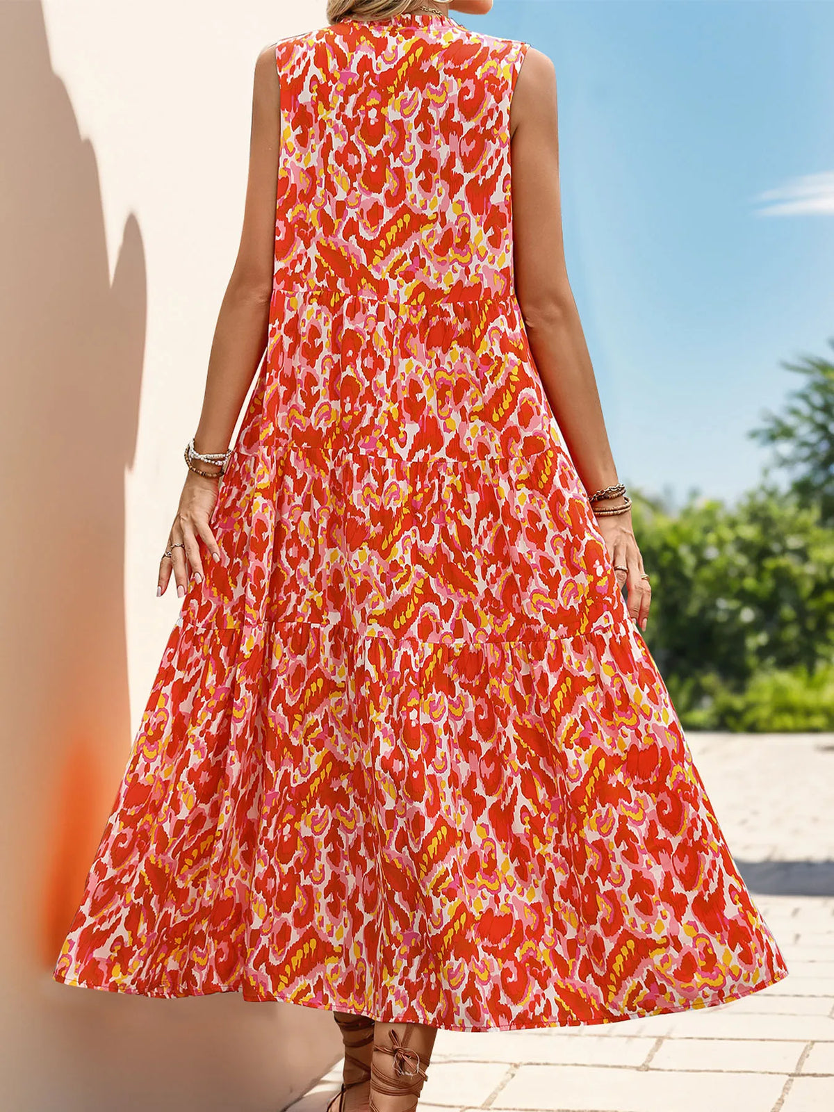 Women's Sleeveless Viscose Boho Floral Maxi Dress | Beach Vacation