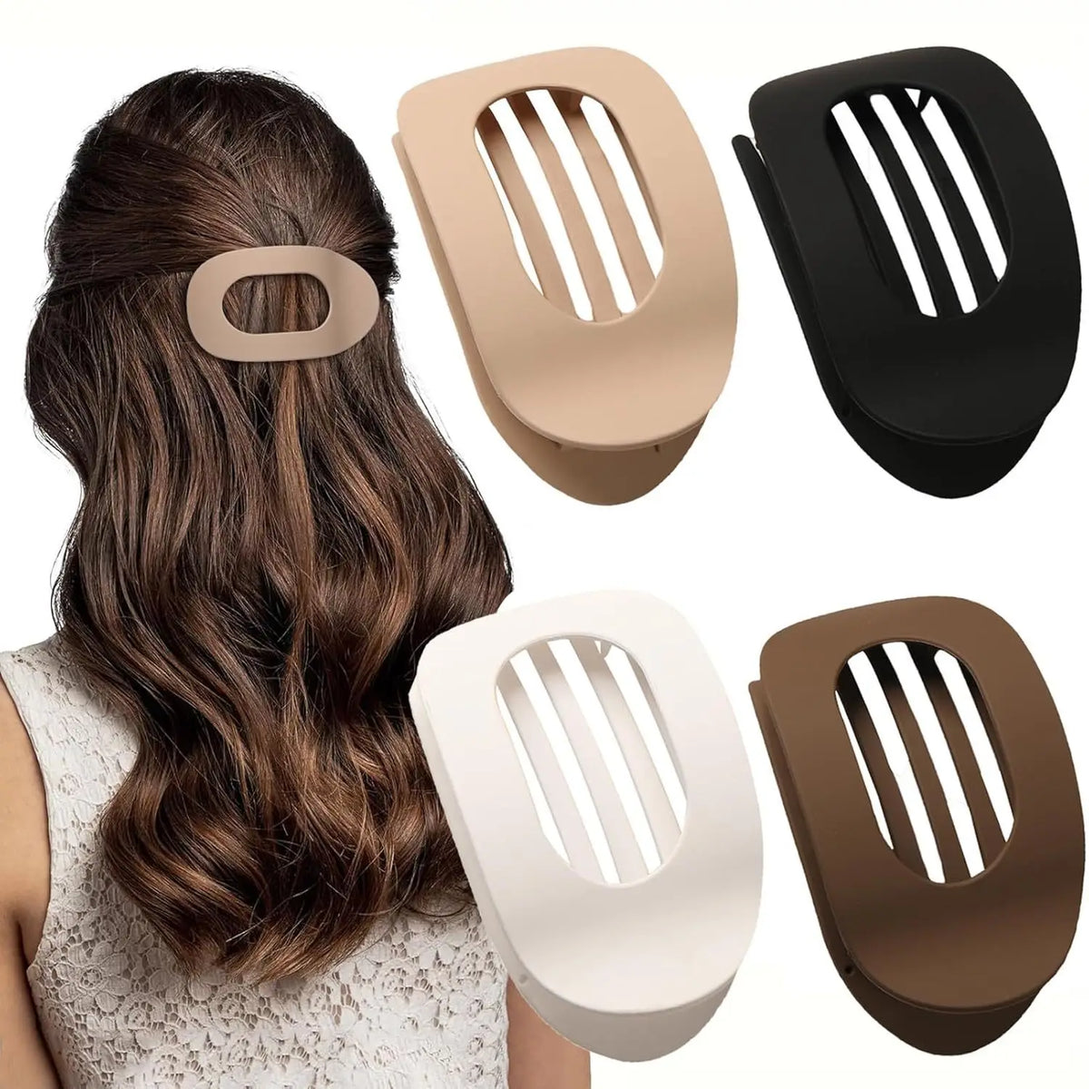 Matte Oval Hair Claw Clips for Women – Duckbill Bun Clip