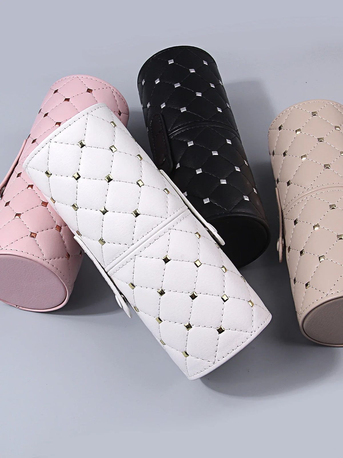 Diamond Lattice PU Makeup Brush Holder – Travel Organizer