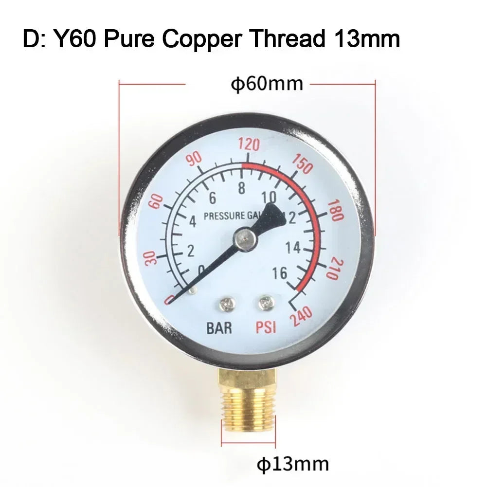 Y60 Pressure Gauge 0–230 PSI | Pool Filter & Air Compressor