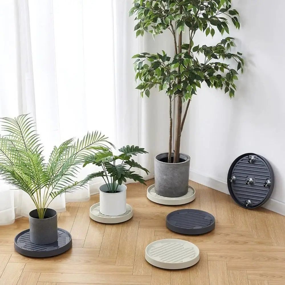 Rolling Plant Saucer with Wheels – Plastic Drip Tray for Pots
