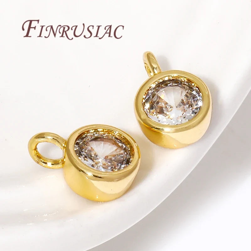 18K Gold Plated Rhinestone Round Charm Pendant – DIY Jewelry
