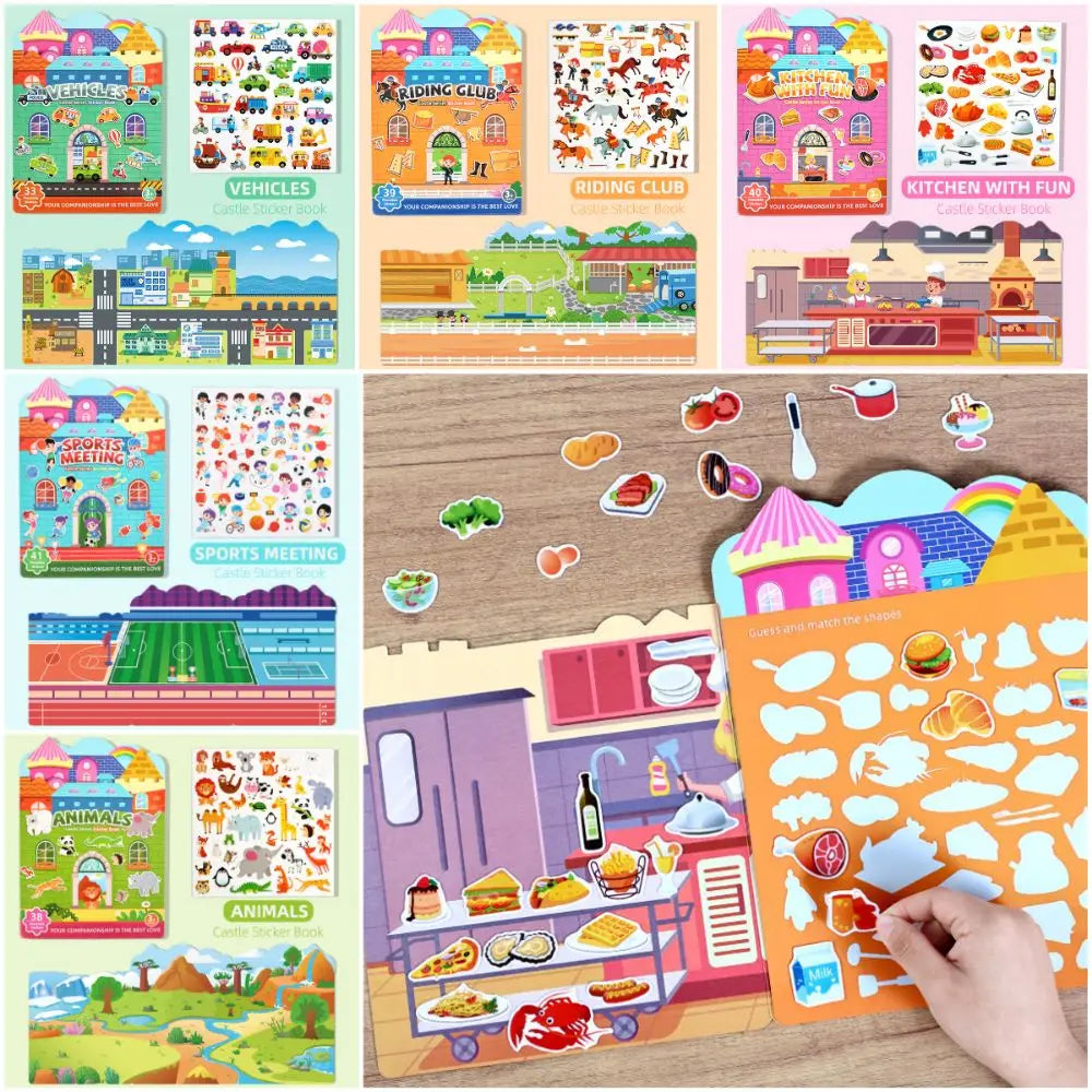 Reusable Jelly Sticker Quiet Book – Animal & Vehicle Puzzle