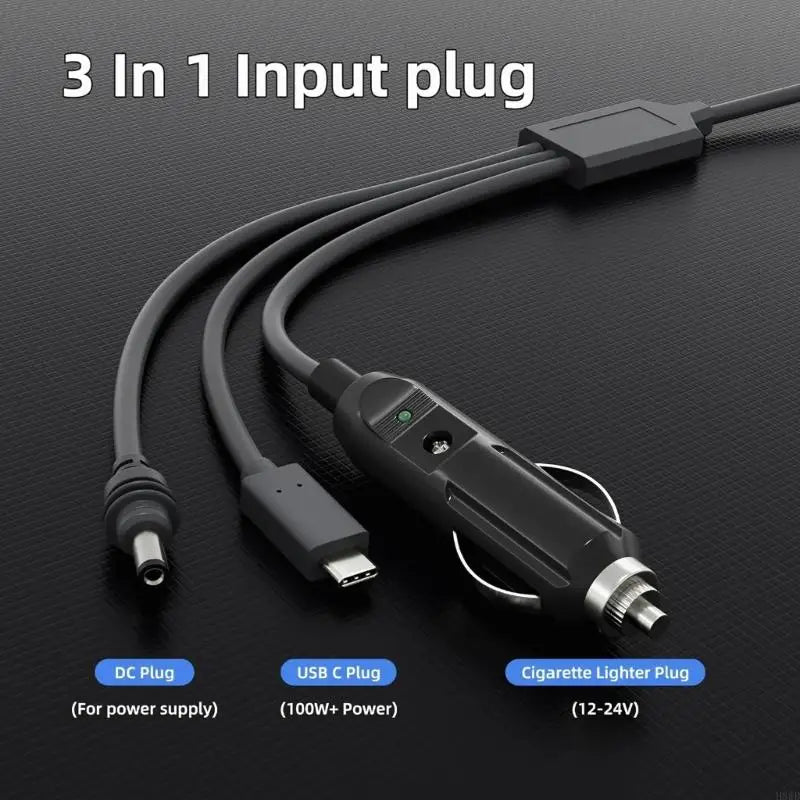 USB-C Vehicle Outlet 3-in-1 Power Splitter Cable | Travel Setup