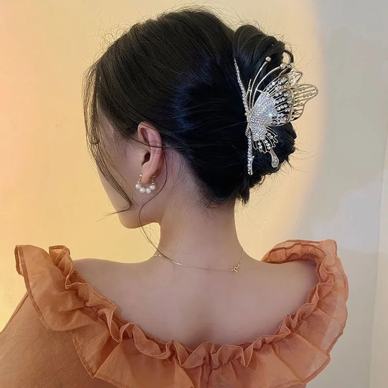 Snake Crystal Tassel Hair Claw Clips – Geometric Metal Women