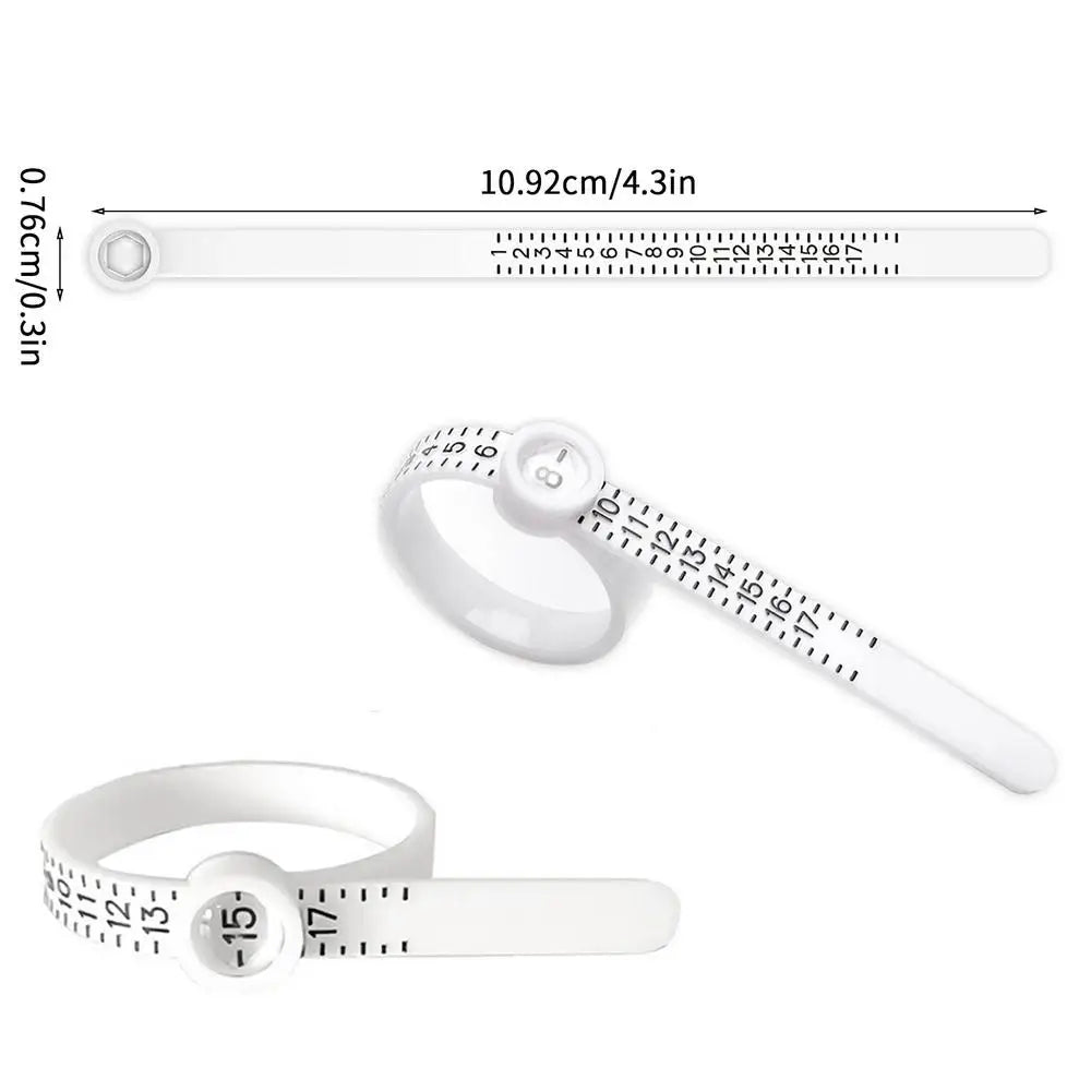 Ring Sizer Finger Gauge Ruler – US Sizes 1–17 with Magnifier