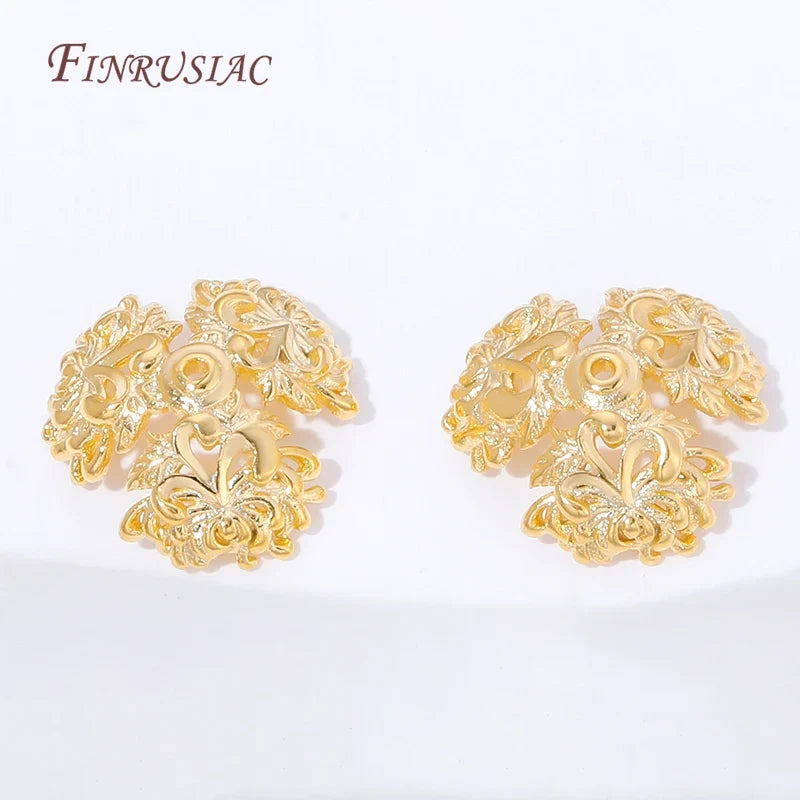 18K Gold Plated Filigree Flower Bead Caps for Jewelry Making
