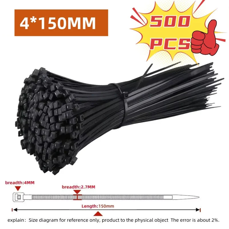 Nylon Cable Zip Ties Self-Locking – 100 or 1000 Pack
