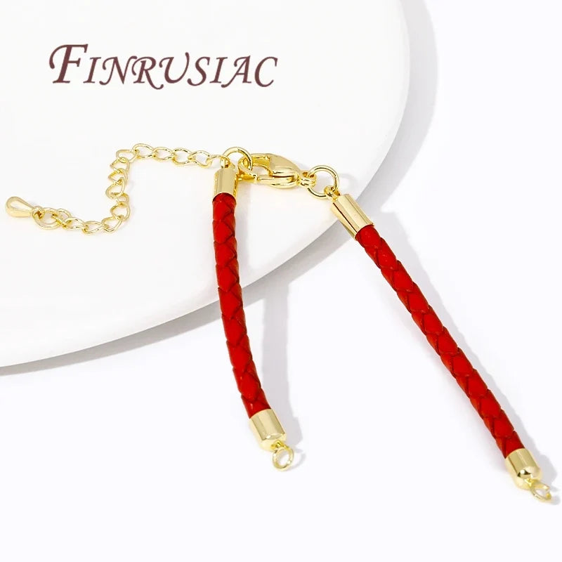 18K Gold Plated Leather Cord Chain with Lobster Clasp | DIY Bracelet