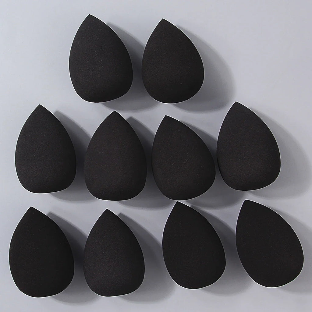 10PCS Black Makeup Sponge Eggs – Dry & Wet Foundation Puffs