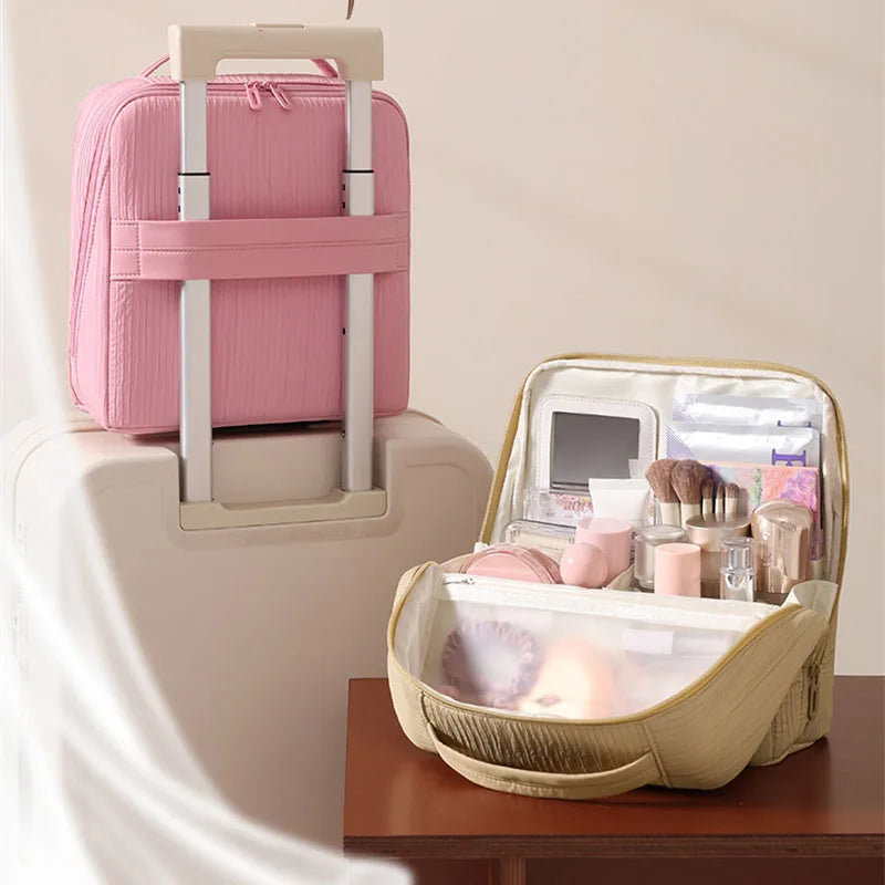 Vertical Makeup Brush Bag & Travel Organizer with Mirror