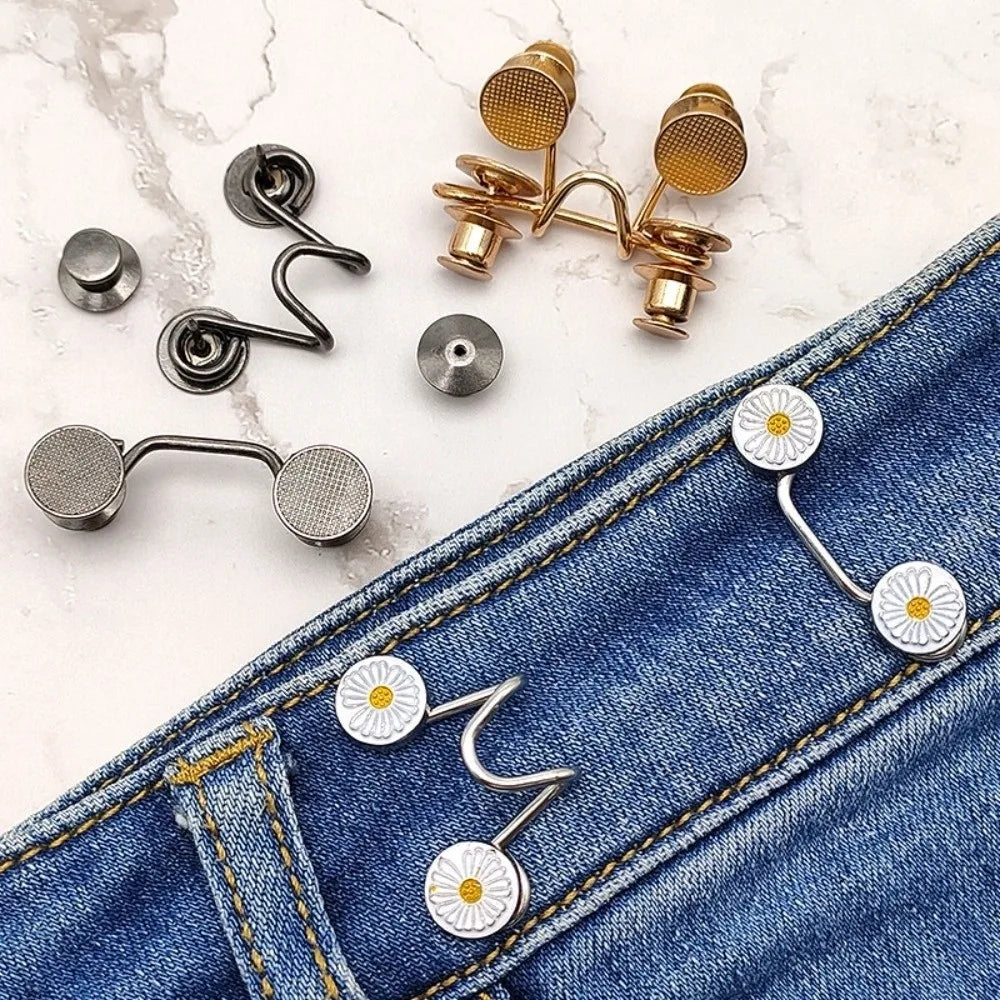 No-Sew Adjustable Button Pins for Jeans, Pants & Skirts