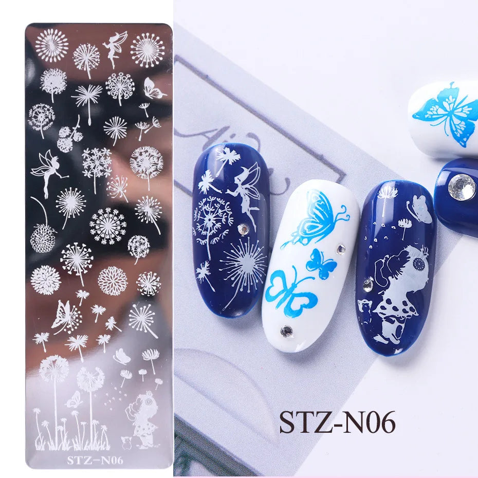 Nail Art Stamping Plates – Floral, Butterfly & Dandelion Designs