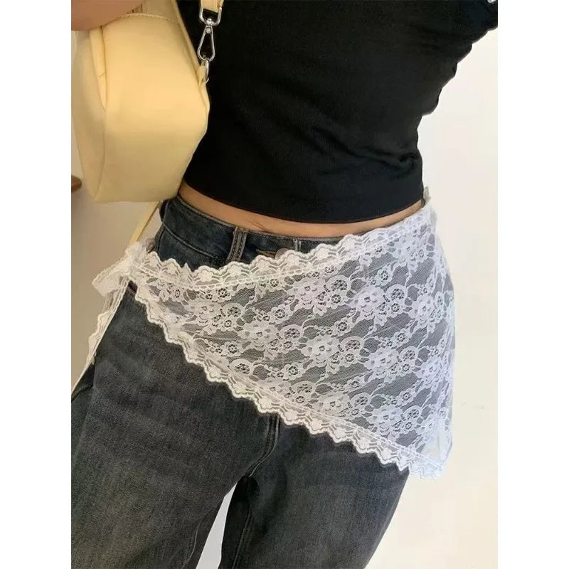 Lace Mesh Hair Scarf & Waistband for Women | Floral Knit