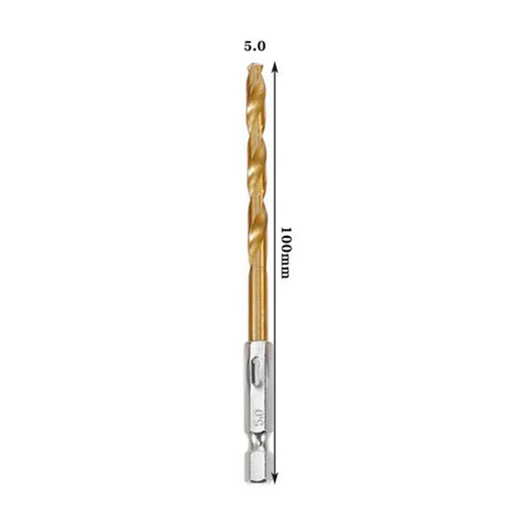 HSS Titanium Coated Drill Bits 1/4" Hex Shank 1.5–6.5mm