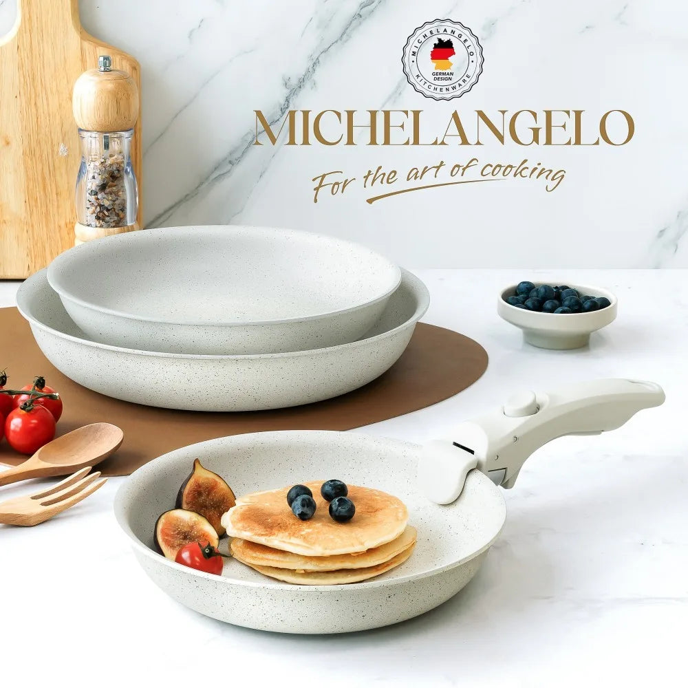 MICHELANGELO Nonstick Frying Pan Set – Granite Coated, Oven Safe
