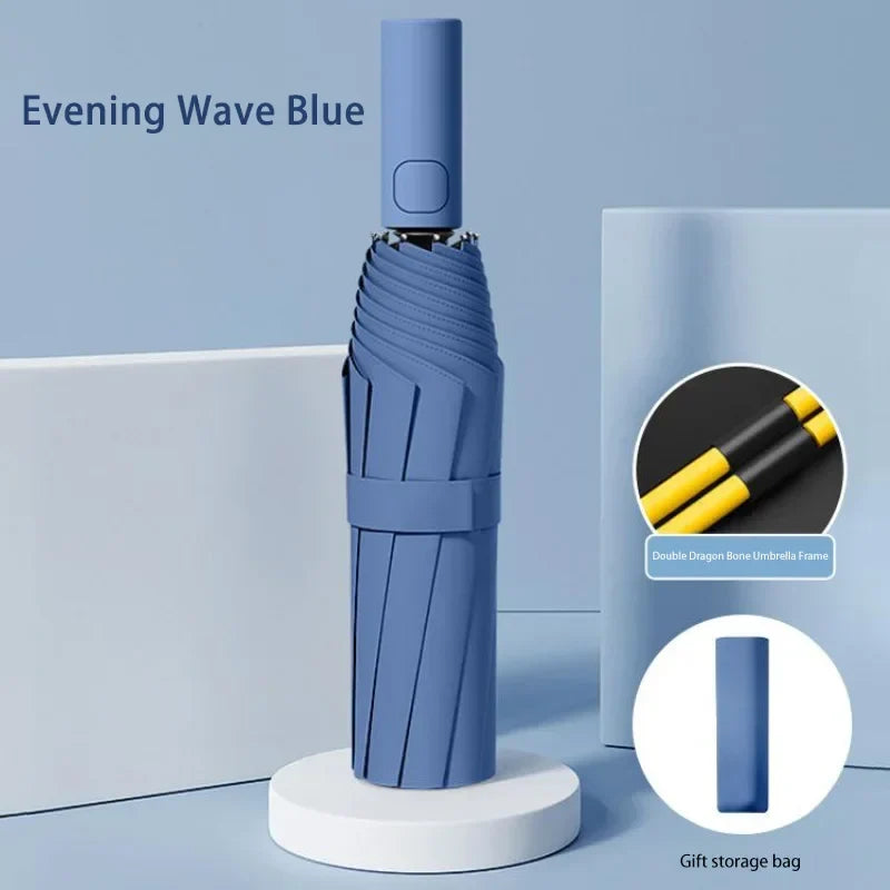 Windproof Auto Folding Umbrella – Compact UV & Rain Cover