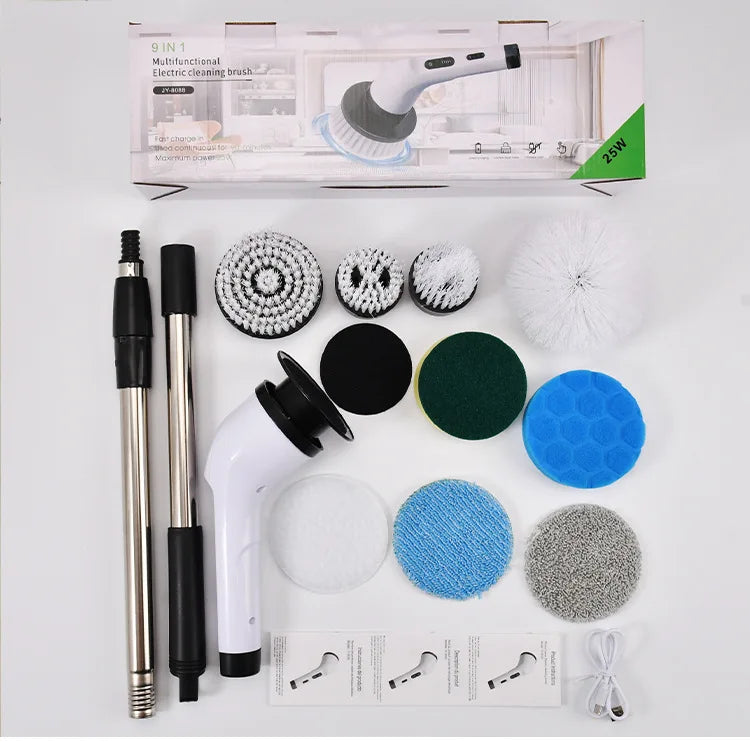 Electric Cleaning Brush Set | Telescopic Rod, Waterproof